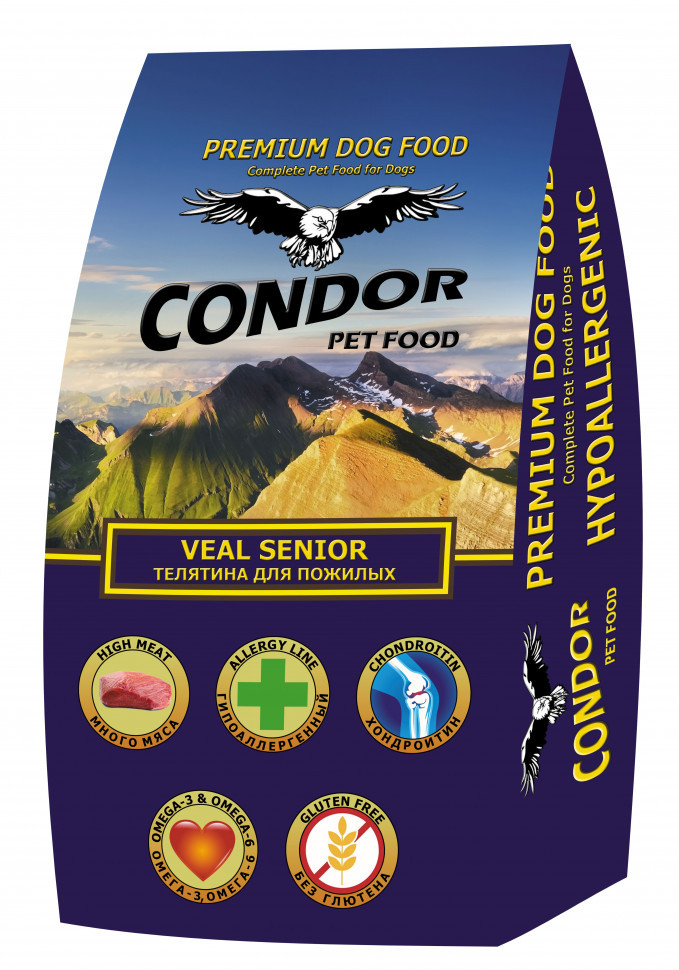 Condor Veal Senior - Кондор сухой корм для пожилых собак (Телятина с ...